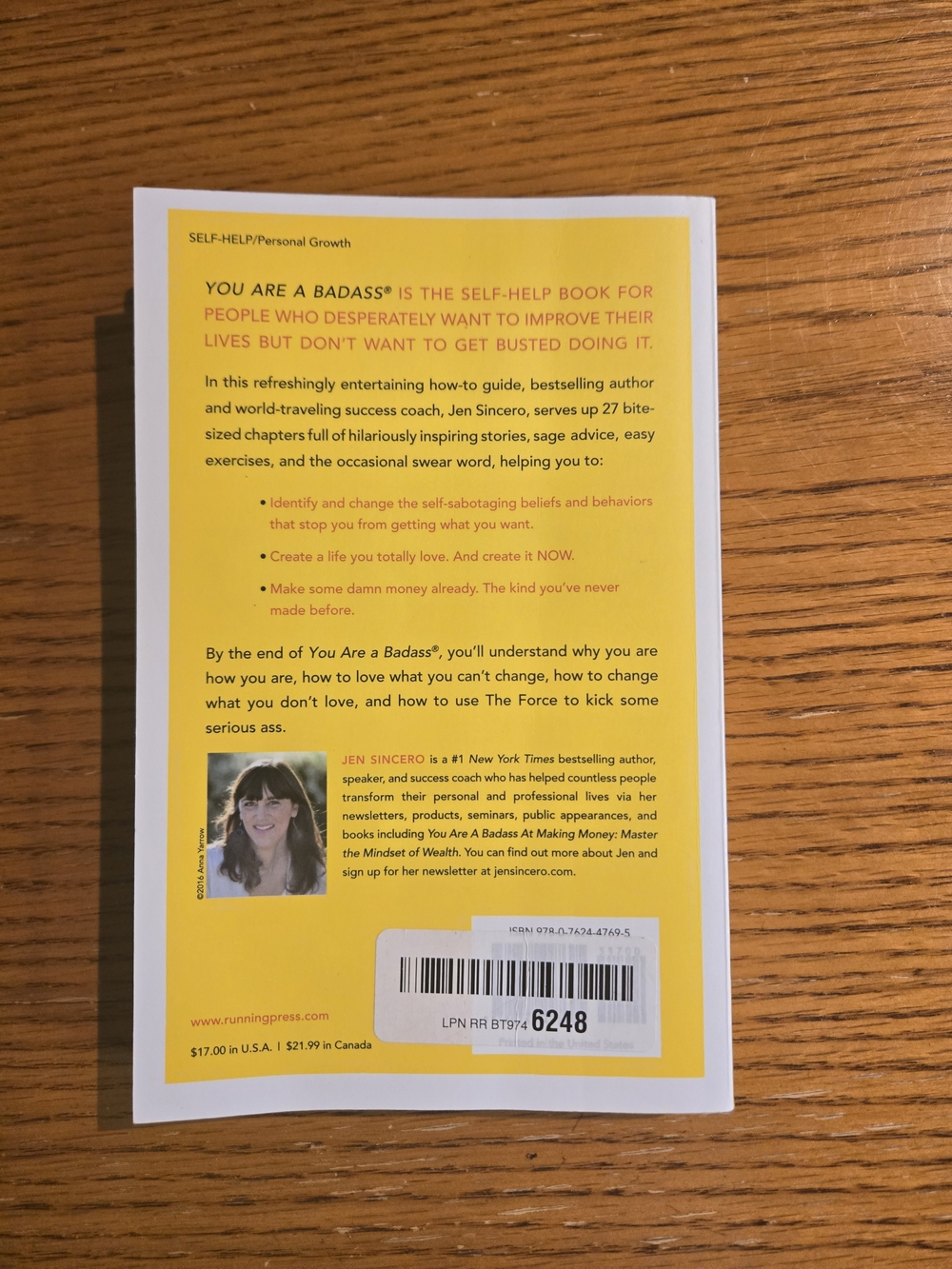 You Are a Badass by Jen Sincero - Yellow Paperback Self-Help Book - Picture 2 of 2